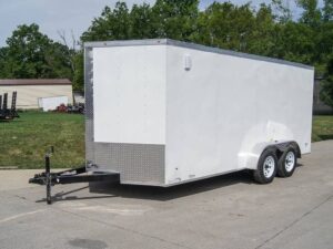 7×16 White V-Nose Enclosed Trailer with Elect Pkg (2) 3500lb Axle Storage - Image 4