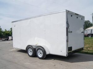 7×16 White V-Nose Enclosed Trailer with Elect Pkg (2) 3500lb Axle Storage - Image 6