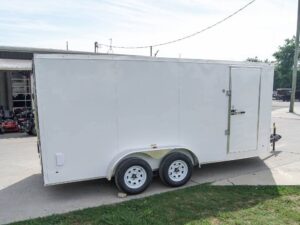 7×16 White V-Nose Enclosed Trailer with Elect Pkg (2) 3500lb Axle Storage - Image 8