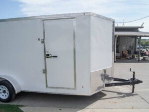 7×16 White V-Nose Enclosed Trailer with Elect Pkg (2) 3500lb Axle Storage - Image 2