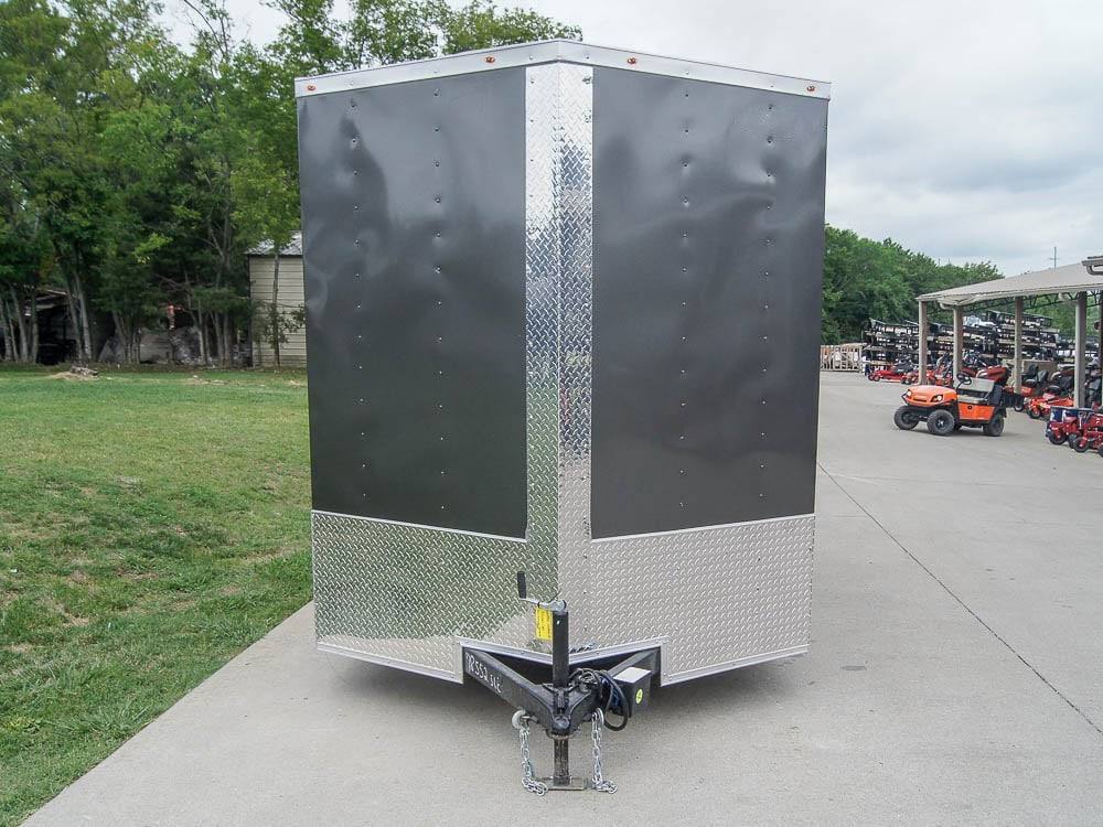 7×12 Charcoal V-Nose Custom Enclosed Trailer 3500lb Axle with Brake Storage 7×12 Charcoal V-Nose Custom Enclosed Trailer 3500lb Axle with Brake Storage - Image 1