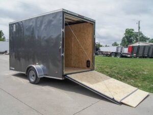 7×12 Charcoal V-Nose Custom Enclosed Trailer 3500lb Axle with Brake Storage - Image 7