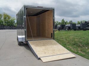 7×12 Charcoal V-Nose Custom Enclosed Trailer 3500lb Axle with Brake Storage - Image 6