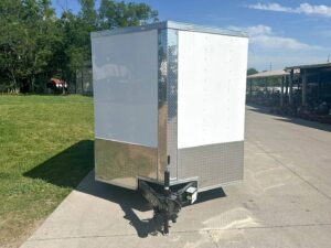 7×12 White V-Nose Enclosed Trailer (2) 3,500lb Axles Storage - Image 2