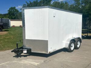 7×12 White V-Nose Enclosed Trailer (2) 3,500lb Axles Storage