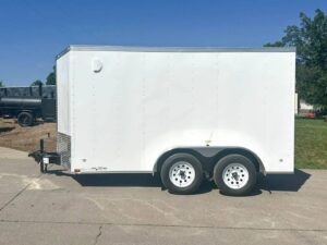 7×12 White V-Nose Enclosed Trailer (2) 3,500lb Axles Storage - Image 3