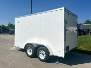 7×12 White V-Nose Enclosed Trailer (2) 3,500lb Axles Storage - Image 4