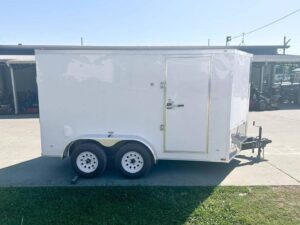 7×12 White V-Nose Enclosed Trailer (2) 3,500lb Axles Storage - Image 7
