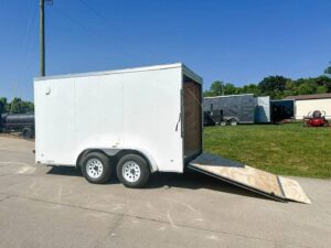 7×12 White V-Nose Enclosed Trailer (2) 3,500lb Axles Storage - Image 8