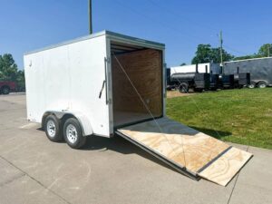 7×12 White V-Nose Enclosed Trailer (2) 3,500lb Axles Storage - Image 9