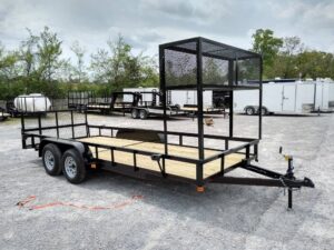 Utility Trailer 6.4′ X 18′ Tandem Dovetail With Cage - Image 3