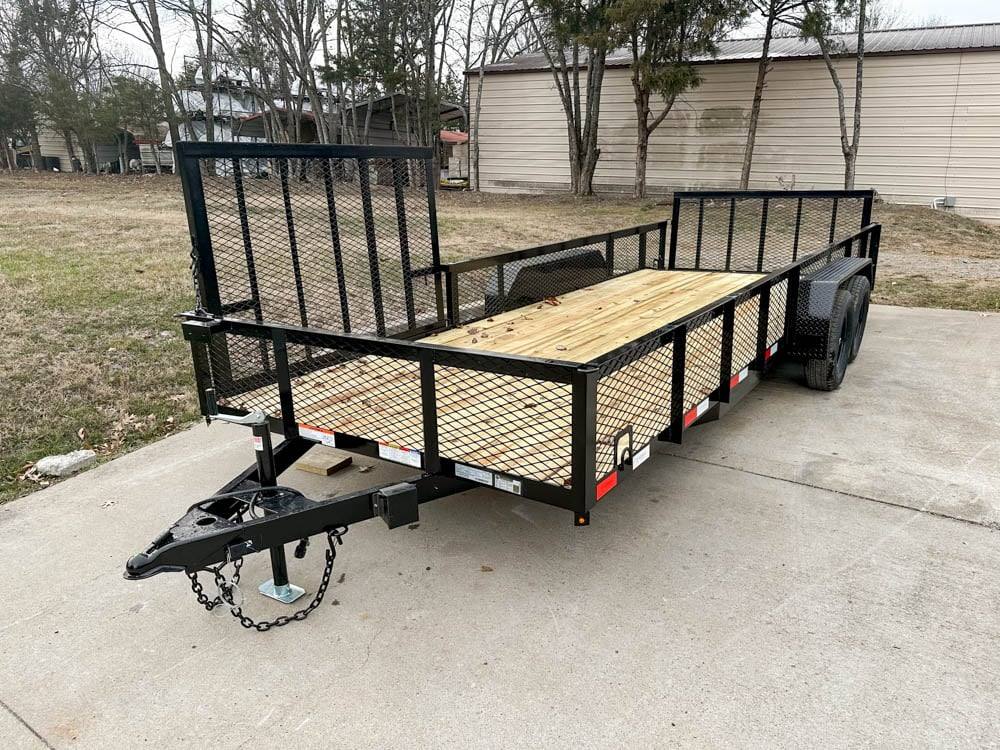 7×20 Powder Coated Utility Trailer with Side Gate and 18″ Mesh (2) 3,500lb Axles 7×20 Powder Coated Utility Trailer with Side Gate and 18″ Mesh (2) 3,500lb Axles - Image 1