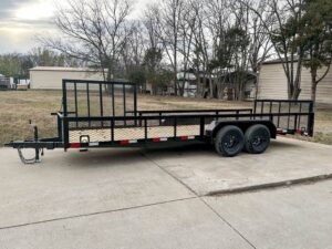 7×20 Powder Coated Utility Trailer with Side Gate and 18″ Mesh (2) 3,500lb Axles - Image 3