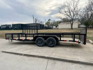7×20 Powder Coated Utility Trailer with Side Gate and 18″ Mesh (2) 3,500lb Axles - Image 4