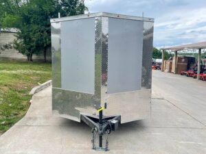 7×14 Enclosed V-Nose Trailer Silver with Ladder Racks (2) 3,500lb Axles Storage