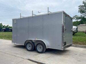 7×14 Enclosed V-Nose Trailer Silver with Ladder Racks (2) 3,500lb Axles Storage - Image 7
