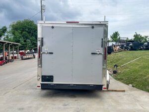 7×14 Enclosed V-Nose Trailer Silver with Ladder Racks (2) 3,500lb Axles Storage - Image 8
