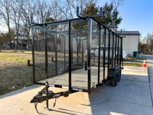 6.4×16 Straight Deck Utility Trailer 6ft Mesh Sides Ladder Racks (2) 3,500lb Axles - Image 2