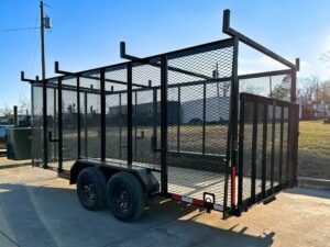 6.4×16 Straight Deck Utility Trailer 6ft Mesh Sides Ladder Racks (2) 3,500lb Axles - Image 4