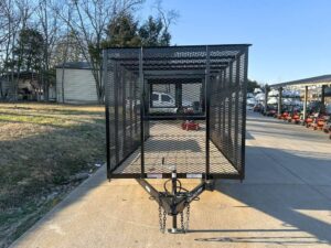 6.4×16 Straight Deck Utility Trailer 6ft Mesh Sides Roof (2) 3,500lb Axles - Image 2