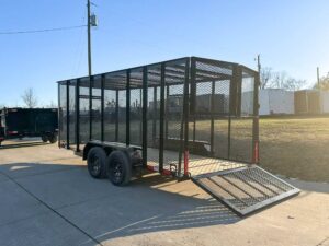 6.4×16 Straight Deck Utility Trailer 6ft Mesh Sides Roof (2) 3,500lb Axles - Image 3
