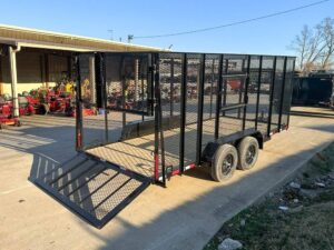 6.4×16 Straight Deck Utility Trailer 6ft Mesh Sides Roof (2) 3,500lb Axles - Image 5