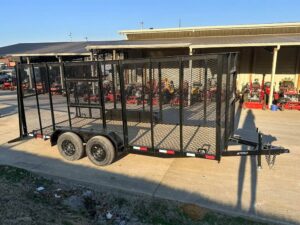 6.4×16 Straight Deck Utility Trailer 6ft Mesh Sides Roof (2) 3,500lb Axles - Image 8