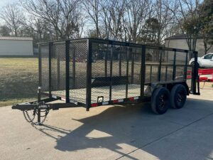 7×14 Powder Coated Dovetail Utility Trailer 4ft Mesh Sides (2) 3,500lb Axles - Image 3