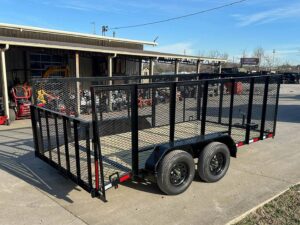 7×14 Powder Coated Dovetail Utility Trailer 4ft Mesh Sides (2) 3,500lb Axles - Image 7