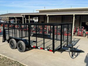 7×14 Powder Coated Dovetail Utility Trailer 4ft Mesh Sides (2) 3,500lb Axles