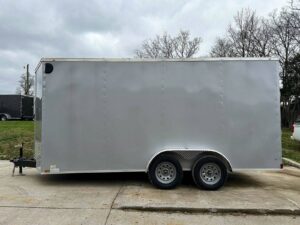 7×16 Silver V-Nose Enclosed Trailer (2) 3,500lb Axles 7ft Interior - Image 3