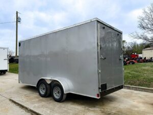 7×16 Silver V-Nose Enclosed Trailer (2) 3,500lb Axles 7ft Interior - Image 4