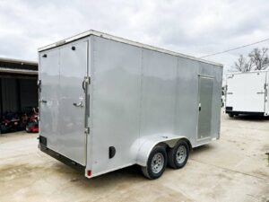 7×16 Silver V-Nose Enclosed Trailer (2) 3,500lb Axles 7ft Interior - Image 6