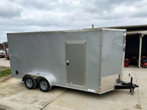7×16 Silver V-Nose Enclosed Trailer (2) 3,500lb Axles 7ft Interior - Image 8
