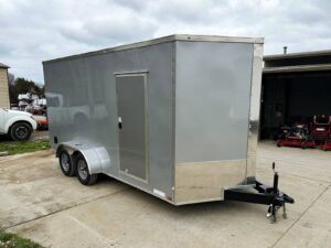 7×16 Silver V-Nose Enclosed Trailer (2) 3,500lb Axles 7ft Interior - Image 9