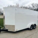 7×16 White V-Nose Enclosed Trailer (2) 3,500lb Axles 7ft Interior 7K GVWR