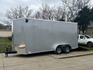 7×16 Silver V-Nose Enclosed Trailer (2) 3,500lb Axles 7ft Interior - Image 10