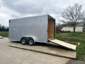 7×16 Silver V-Nose Enclosed Trailer (2) 3,500lb Axles 7ft Interior - Image 11