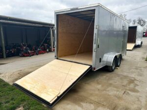 7×16 Silver V-Nose Enclosed Trailer (2) 3,500lb Axles 7ft Interior - Image 12