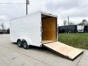 7×16 White V-Nose Enclosed Trailer (2) 3,500lb Axles 7ft Interior 7K GVWR - Image 7