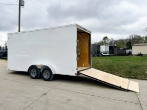 7×16 White V-Nose Enclosed Trailer (2) 3,500lb Axles 7ft Interior 7K GVWR - Image 8