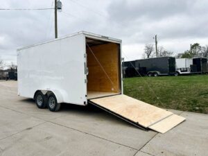 7×16 White V-Nose Enclosed Trailer (2) 3,500lb Axles 7ft Interior 7K GVWR - Image 9