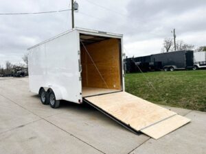 7×16 White V-Nose Enclosed Trailer (2) 3,500lb Axles 7ft Interior 7K GVWR - Image 10