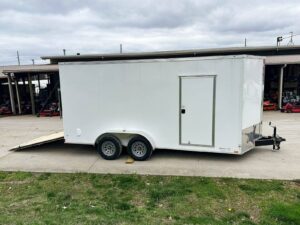 7×16 White V-Nose Enclosed Trailer (2) 3,500lb Axles 7ft Interior 7K GVWR - Image 13