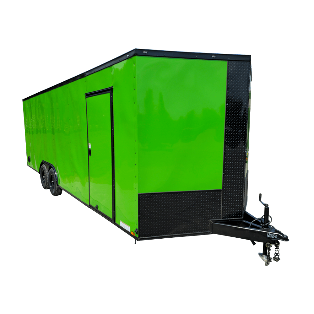 8.5×24 Neon Green Enclosed Trailer with Blackout Trim (2) 5200lb Axles 8.5×24 Neon Green Enclosed Trailer with Blackout Trim (2) 5200lb Axles - Image 1