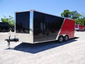 Enclosed Trailer 8.5 x 18′ Red & Black – Car Hauler Storage