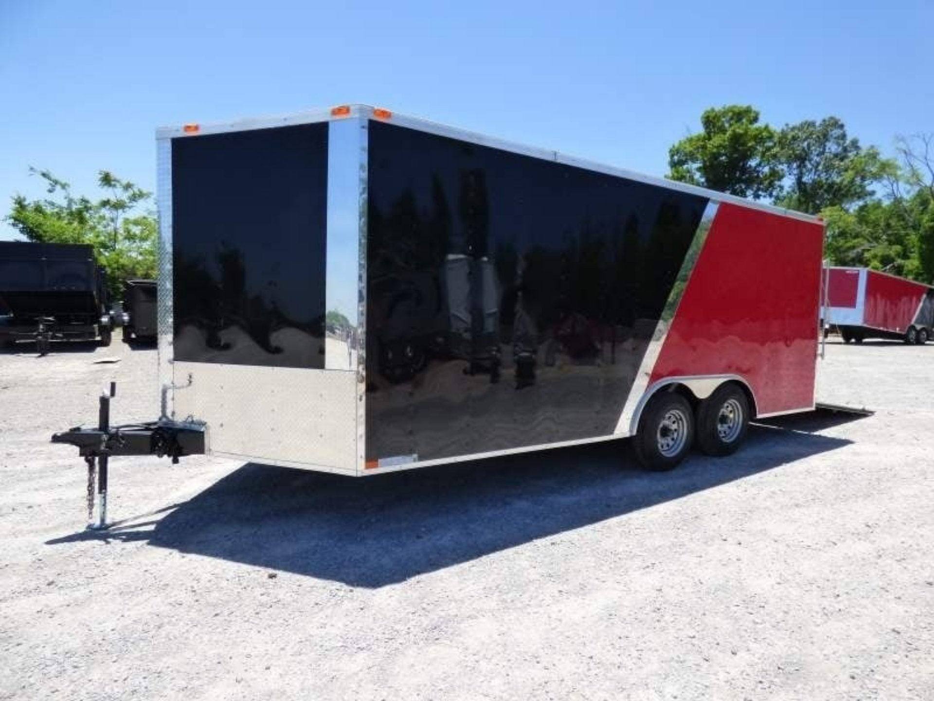 Enclosed Trailer 8.5 x 18′ Red & Black – Car Hauler Storage Enclosed Trailer 8.5 x 18′ Red & Black – Car Hauler Storage - Image 1