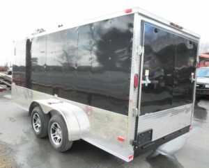 Enclosed Trailer 7′ X 16′ Custom Built – Motorcycle ATV Car Event (Black) Storage - Image 5