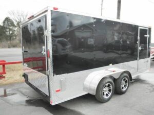 Enclosed Trailer 7′ X 16′ Custom Built – Motorcycle ATV Car Event (Black) Storage - Image 4