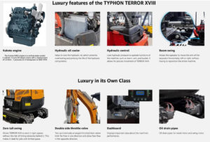 TYPHON TERROR XVIII Prestige 2 Ton Mini Excavator, KUBOTA D902 Diesel Engine USA - Image 8